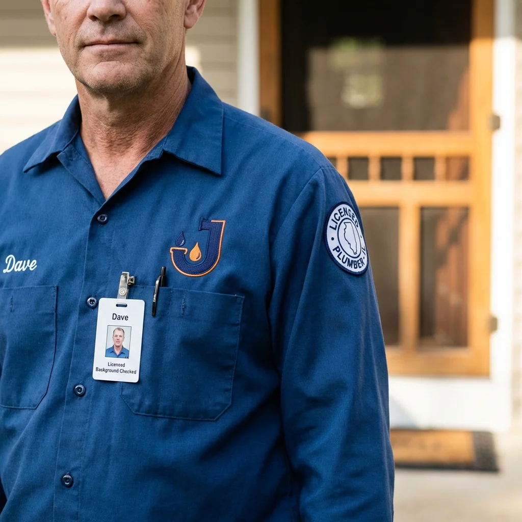Licensed plumber showing ID badge in Hartford, IL